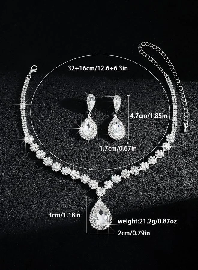 تايك تو طقم مجوهرات قطعتين عقد وأقراط مزين